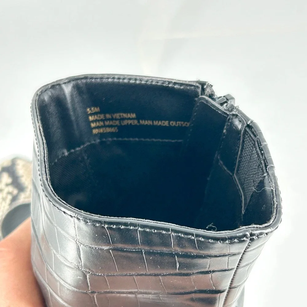 Open Edit Size 5.5 Black Western Ankle Boots NEW Snake Crocodile‎ Embossed $89